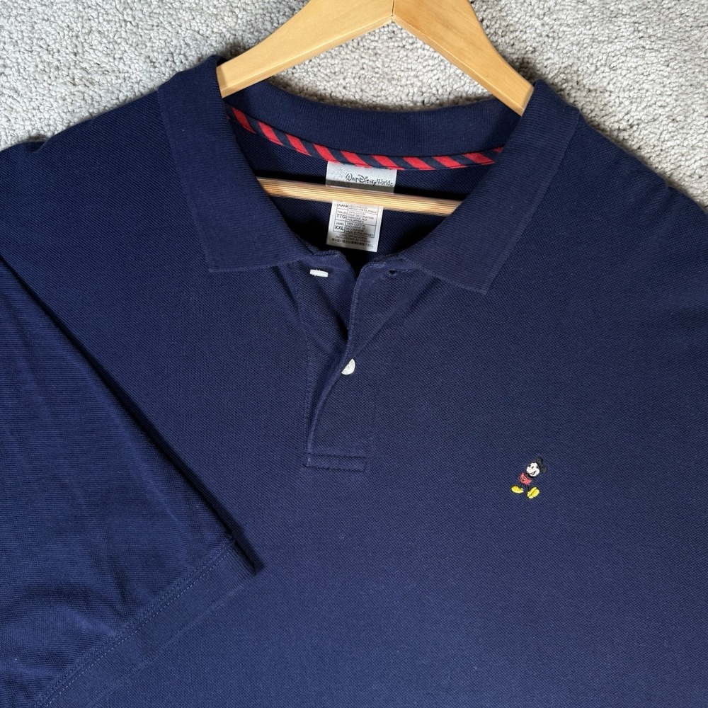 VTG Mickey Mouse Embroidered Polo Shirt Navy Blue Men's XXL Walt Disney World